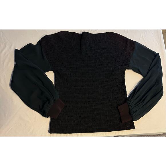 ARMANI COLLEZIONI women’s Size 12 made in Italy Black w/ Sheer Sleeves evening - Picture 2 of 9